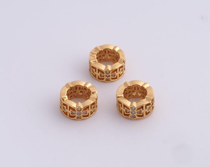 18K Gold Filled Round Spacer Beads,Gold Tube Beads, Round Beads DIY Bracelet Necklace Earrings Jewelry Making,8.8x4.7mm