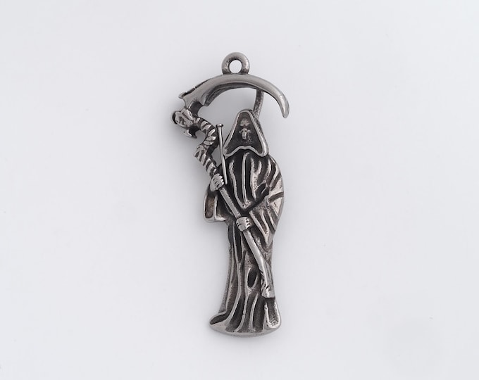 Stainless Steel Retro Grim Reaper Pendant,Death Charms,Grim Reaper Charm Bracelet Necklace for DIY Jewelry Making Supply,49x20.8x7.5mm