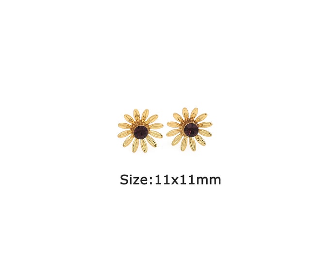 1pair 18K Gold Filling Flower Stud Earrings,Gold Flower Stud Earring,Simple Stud Earrings,Gift for Her