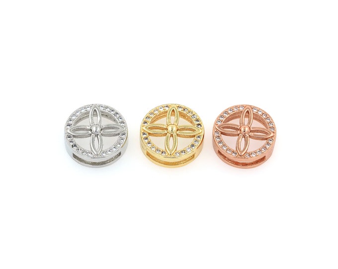 18K Gold Filled CZ Flower Beads,Gold Flower Beads,Flower Beads DIY Gold Jewelry Making Supply