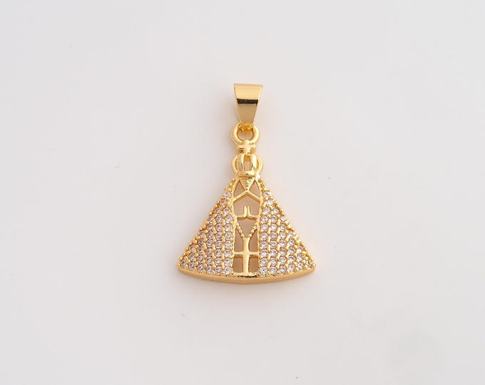 18K Gold Filled Pope Charm,Dainty Religious Pendant,CZ Christian Pendant ,DIY Jewelry Supplies,28.8x18.8x3.6mm