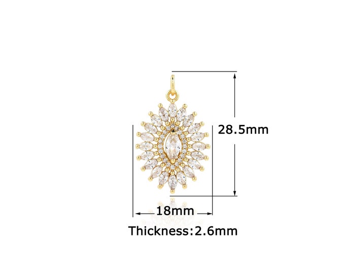 18K Gold Filled Flower pendant,Gold Dainty Flower Charms,Simple pendant Bracelet Necklace for DIY Jewelry Making Supply