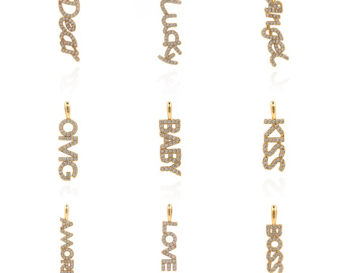 18K Gold Filled Letter pendant,Gold Dainty long Charms,Letter Charm Bracelet Necklace for DIY Jewelry Making Supply