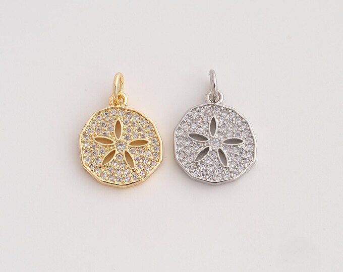 18K Gold Filled Flower Charm,Dainty Flower Pendant,CZ Flower Pendant ,DIY Jewelry Supplies,18.6x13x2mm
