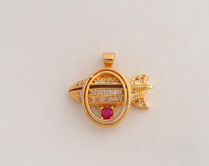 18K Gold Filled Airship Charm,Dainty Airship Pendant,CZ Airship Pendant ,DIY Jewelry Supplies,23.6x25x7mm