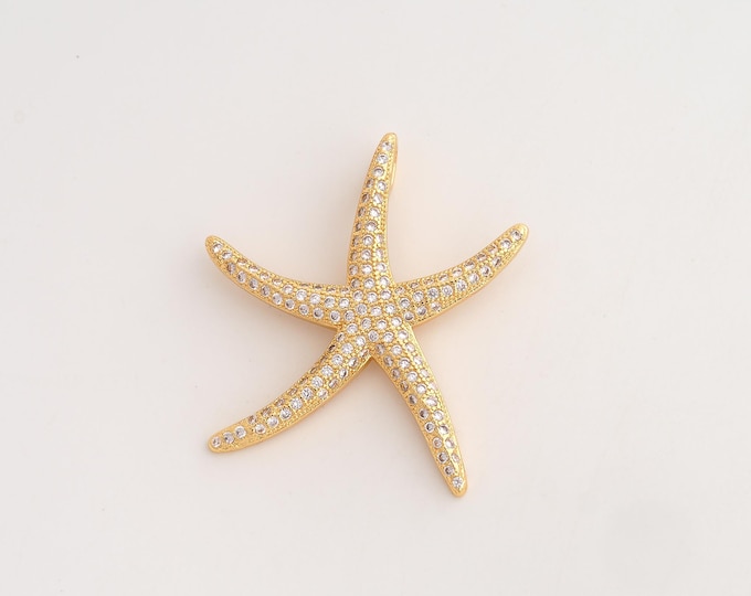 18K Gold Filled Starfish Charm,Dainty Starfish Pendant,CZ Starfish Pendant ,DIY Jewelry Supplies,42x38.4x4mm
