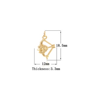 18K Gold Filled Bow and Arrow Pendant, Gold Dainty Bow and Arrow Charms,Simple pendant Bracelet Necklace for DIY Jewelry Making Supply