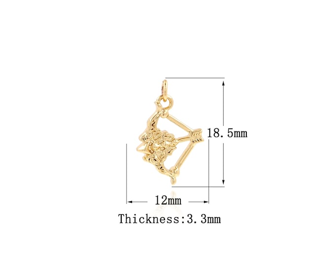 18K Gold Filled Bow and Arrow Pendant, Gold Dainty Bow and Arrow Charms,Simple pendant Bracelet Necklace for DIY Jewelry Making Supply