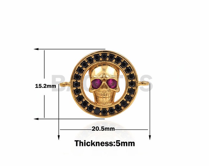 1pcs Skull connector,CZ Men Charms Bracelet Making Accessories 15.2x20.5x5mm