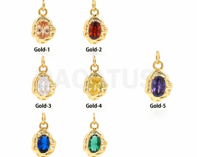 1PCS MicroPave CZ Teardrop Necklace, 18K Gold Filled Round Drop Pendant, Round Charm, DIY Jewelry Making Products 14.5x8x3.3mm