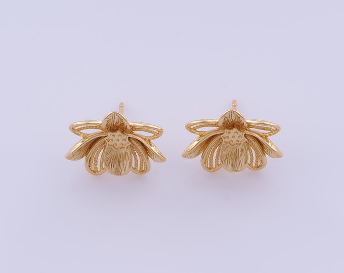Gold Dainty Stud Earring,18K Gold Filled Flower Stud Earrings,Minimalist Stud Earrings,Gift for Her,18x15.5mm