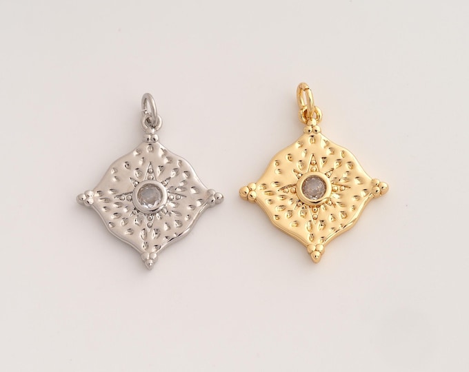 18K Gold Filled Polaris Charm,Dainty Celestial Pendant,CZ Starburst Pendant ,DIY Jewelry Supplies,27.3x21.6x2.7mm