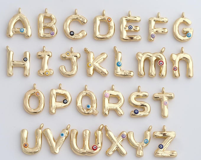 Initial Pendant,18K Gold Filled Letter Necklace, Enamel Alphabet Pendant, DIY jewelry Making Accessories,18x14.2x3.5mm