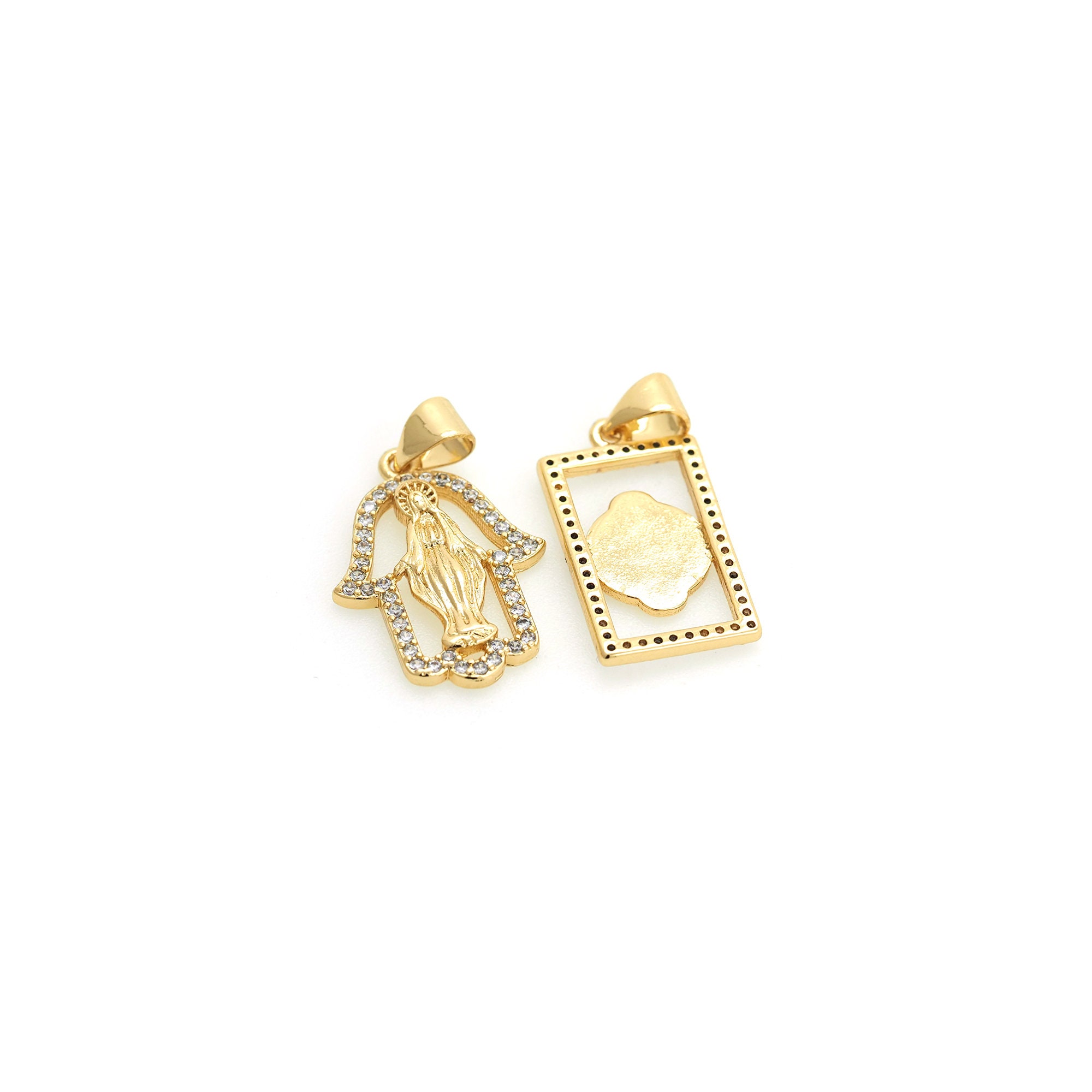 Buy Oval Cubic Zirconia Virgin Mary Pendant Necklace DIY...