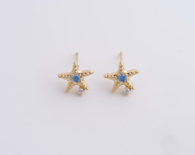 1 pair 18K Gold Filled Star Stud Earrings,Gold Dainty Star Stud Earrings,Simple Stud Earrings,Gift for Her,11.2x11mm
