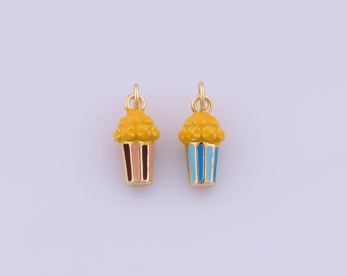Popcorn Pendant,18K Gold Filled Popcorn Necklace, Enamel Popcorn Pendant, DIY jewelry Making Accessories,18.2x7.4x7.4mm