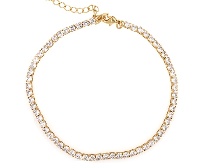 Micropavé CZ Gold Bracelet, Women's Bracelets, Gift for Her, 18K Gold Filled Welded Bracelet, Square Zirconia Bracelet, DIY Jewelry Supplies