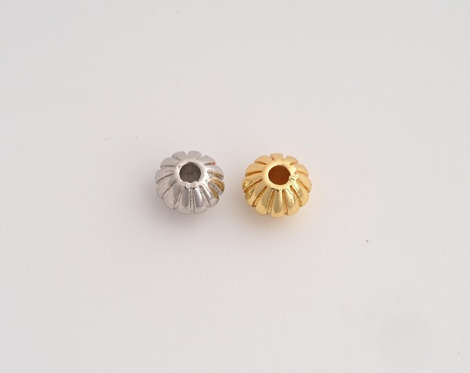 5 pcs Gold Pumpkin Beads, 18K Gold Filld Tube Beads,for Jewelry Making Supplies,7.7x5.2mm Hole 2.8mm
