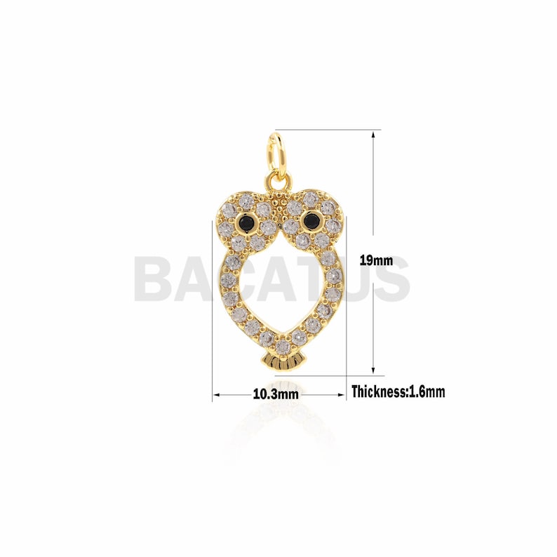 Micropave Animal Pendant CZ Owl Necklace 1PCS Owl Pendant 19\u00d710.3\u00d71.6mm Animal Charm Owl Charm