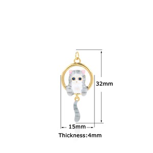 18K Gold Filled Cat pendant,Gold Dainty Cat Charms,Simple pendant Bracelet Necklace for DIY Jewelry Making Supply