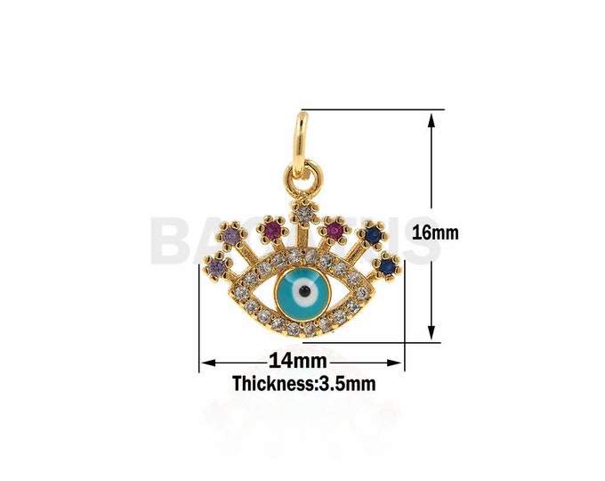 CZ Micro Pave Star On  Eye Charms,Oval Eye Necklace,Five Star Charms 14x16x3.5mm 1PCS