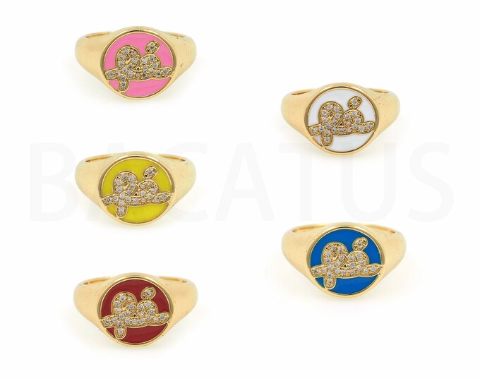 18K Gold Filled Letter Ring,Gold Dainty Enamel Open Ring,Simple Ring,Gift for Her