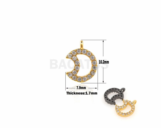 1PCS Mini Hollow Moon Pendant, Moon Charm, Moon Jewelry, Suitable For Jewelry Making Supplies 10.2x7.9x1.7mm