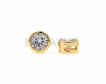 1PCS CZ Round Single Zircon Spacer Beads, Metal Spacer Beads, Cubic Zirconia Spacer Beads, Round Charm, Suitable For Jewelry Making 5.4×3mm