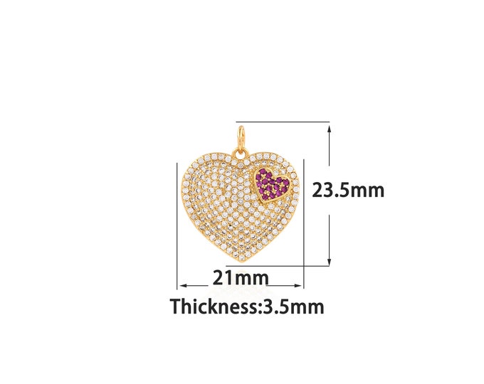 18K Gold Filled Heart Pendant,Gold Dainty Heart Charms,Simple pendant Bracelet Necklace for DIY Jewelry Making Supply