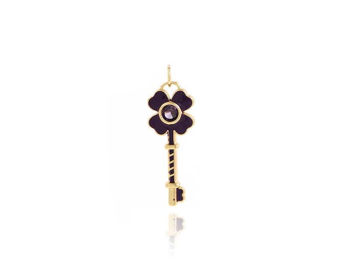 18K Gold Filled Flower Pendant,Enamel Plant Charms,Simple Pendant Bracelet Necklace for DIY Jewelry Making Supply,32x10.5x2.7mm