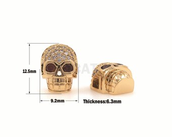 1pcs CZ Skull Beads, Micro-Pave Skull Spacer Beads, Suitable For Jewelry Making 12.5x9.2x6.3mm