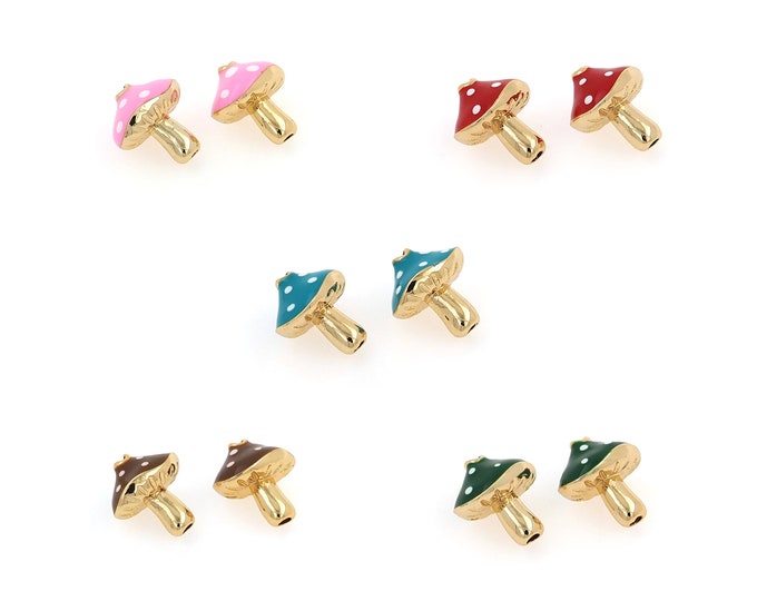 18K Gold Filled Mushroom Beads,Gold Mushroom Beads,Spacer Beads, DIY Gold Jewelry Making