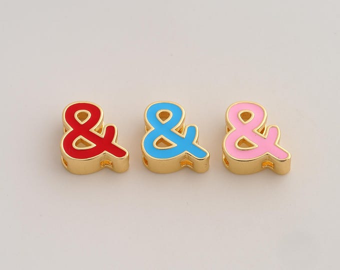 18K Gold Filled Ampersand Charm,Dainty Enamel Symbol Pendant,& Symbol Pendant ,DIY Jewelry Supplies,14x13.8x6.3mm