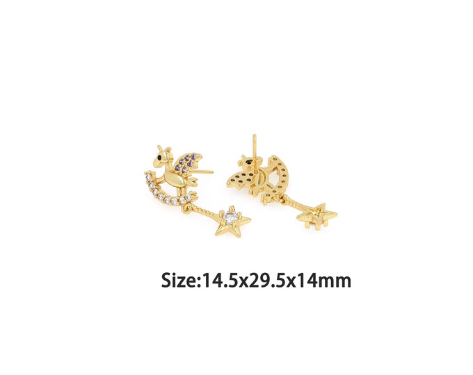 1pair 18K Gold Filling Pony Stud Earrings,Gold Pony Stud Earring,Simple Stud Earrings,Gift for Her