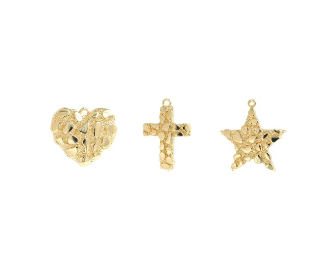 18K Gold Filled Cross Pendant,Dainty Heart Pendant Pentagram Charms,Simple pendant DIY Jewelry Making Supply