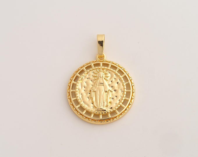 18K Gold Filled Virgin Mary Charm,Dainty Religious Pendant,Catholic Pendant ,DIY Jewelry Supplies,32x23.7x3mm
