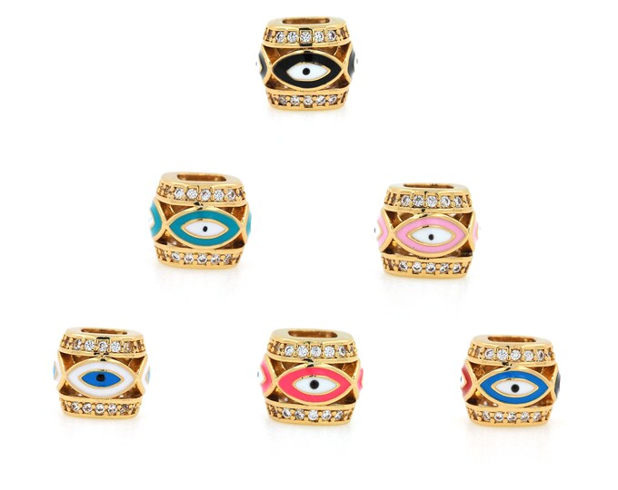 18K Gold Filled Devil Eye Beads,Gold Dainty Eye Beads,DIY Bracelet Necklace Earrings Jewelry Making