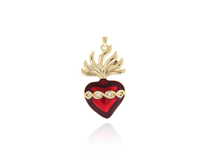 18K Gold Filled Heart pendant,Gold Dainty Heart Charms,Simple pendant Bracelet Necklace for DIY Jewelry Making Supply,43x23.3x6.4mm