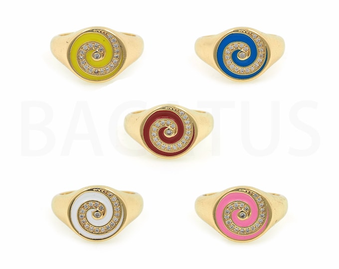 18K Gold Filled Spiral Pattern Ring,Gold Dainty Enamel Open Ring,Simple Ring,Gift for Her