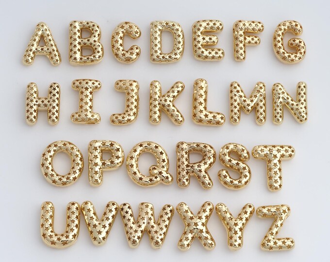 Initial Pendant,18K Gold Filled Letter Necklace, Alphabet Pendant, DIY jewelry Making Accessories,21.5x18.7x5.4mm