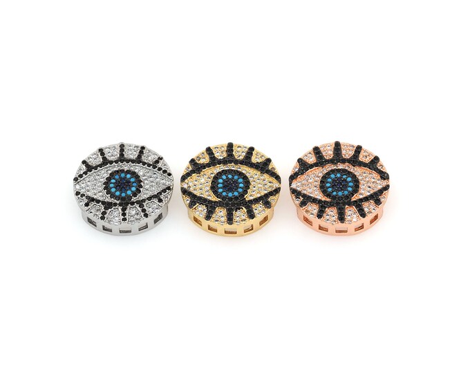 18K Gold Filled Devil Eye Beads,Gold CZ Eye Beads,Eye Beads DIY Gold Jewelry Making Supply