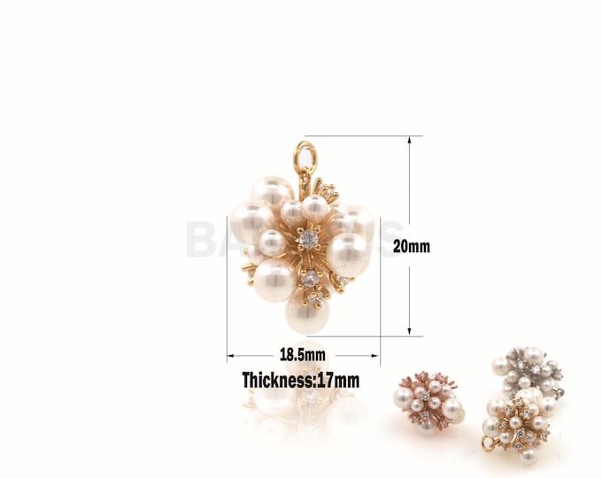 1pcs CZ Pearl Starburst Pendant, Pearl Charm, Harmony Ball Necklace, Suitable For Jewelry Making Products 20x18.5x17mm