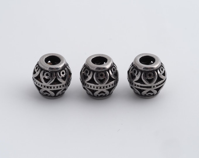 1 pcs Stainless Steel Retro Ball Spacer Beads,Silver Round Beads,Ball Beads DIY Bracelet Necklace Earrings Jewelry Making,9.8x9.7mm