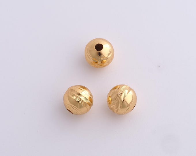 10 pcs 18K Gold Filled Round Spacer Beads,Gold Ball Beads, Round Beads DIY Bracelet Necklace Earrings Jewelry Making,8x7.5mm