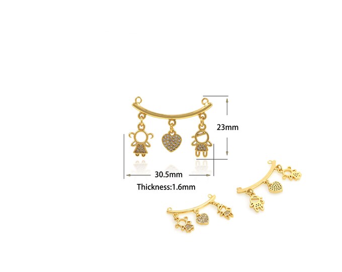 1PCS Boys and Girls Connectors Gold Connectors Tassel Connectors Children's Charms Girls Connectors Boys Jewelry Connectors 30.5x23x1.6mm