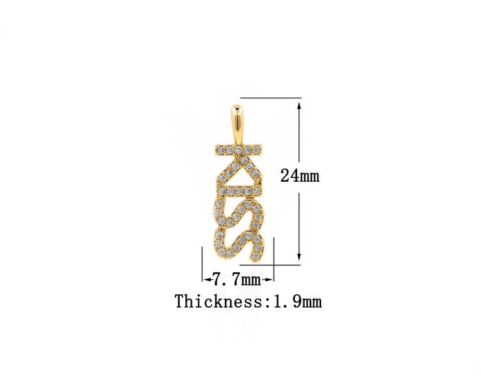 18K Gold Filled KISS pendant,Gold Dainty long Charms,KISS Charm Bracelet Necklace for DIY Jewelry Making Supply