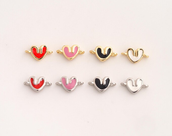 18K Gold Filled Heart Connector,Love Connector,Enamel Heart Connector for Jewelry Making 10.7x6x2.7mm
