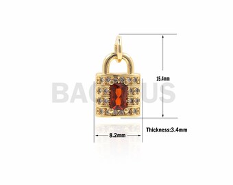 Pendente in oro 1PCS 18K, collana a serratura delicata, ornamenti per lucchetto dorati, gioielli fai-da-te forniture 15.4x8.2x3.4mm