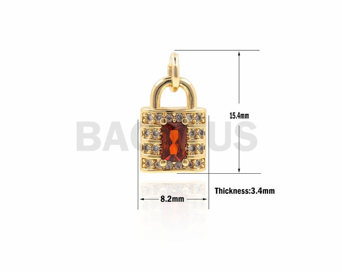 1PCS 18K Gold Lock Gold Pendant, Delicate Lock Necklace, Golden Padlock Ornaments, DIY Jewelry Making Supplies 15.4x8.2x3.4mm