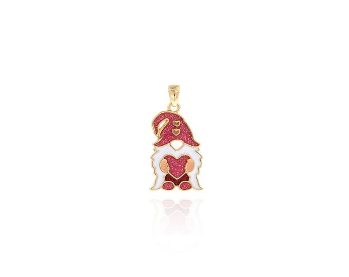 Dwarven Charm,18K Gold Filled Figure Pendant,Enamel Charms,DIY Jewelry Supplies,26x13x1.8mm